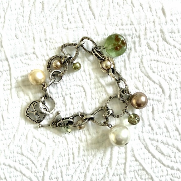 Chico's Jewelry - Chico’s Antiqued Silver Tone Baubles & Pearls Whimsy Charm Bracelet